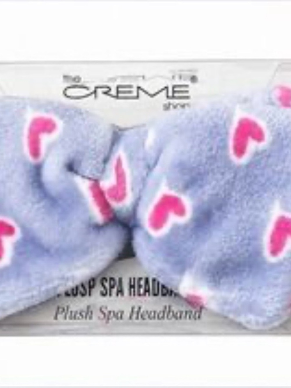 The Crème Shop Teddy Headyband Spa Bow Headband - Purple & Pink Hearts